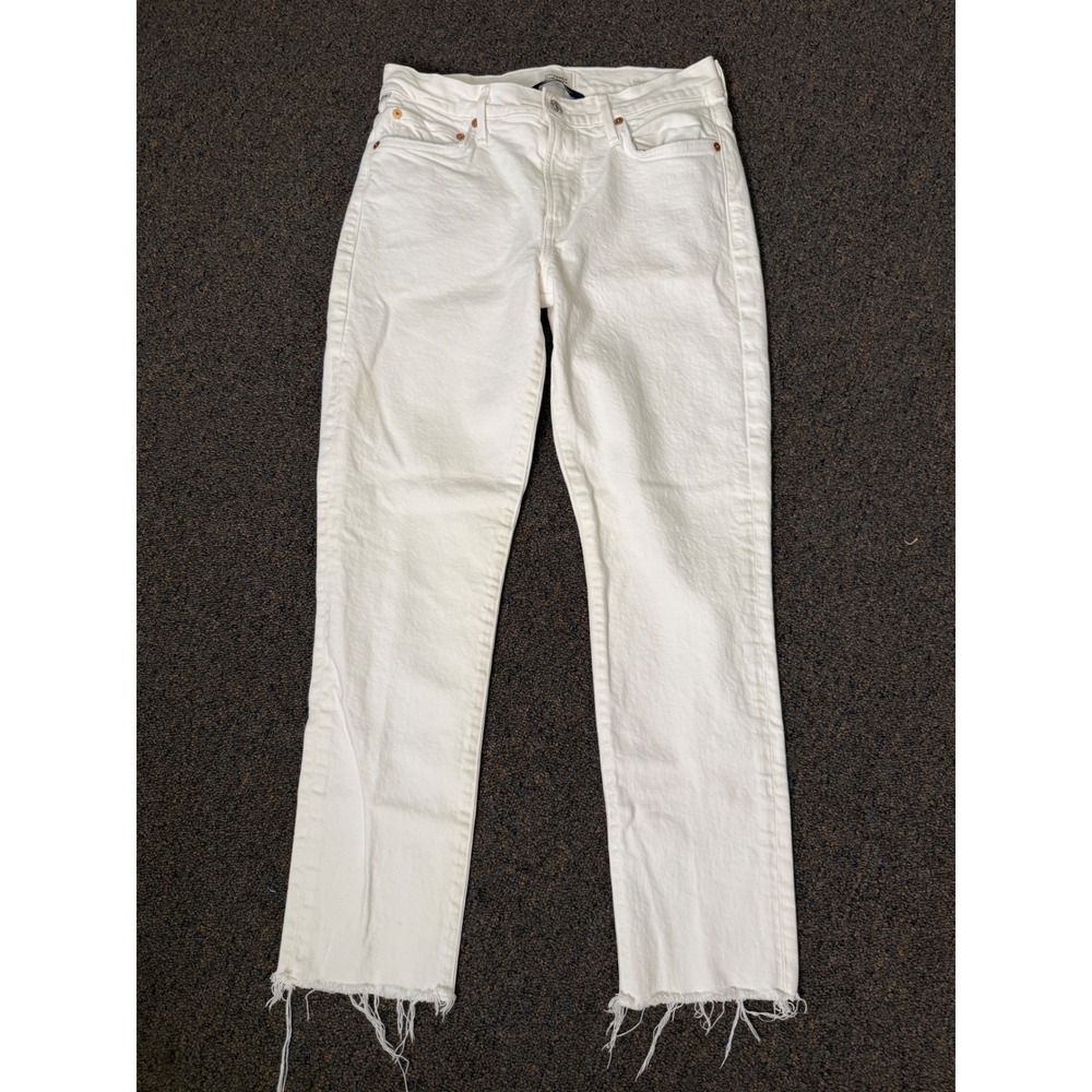 Citizens of Humanity ELLA Straight Leg White Jeans raw Hem Size 26